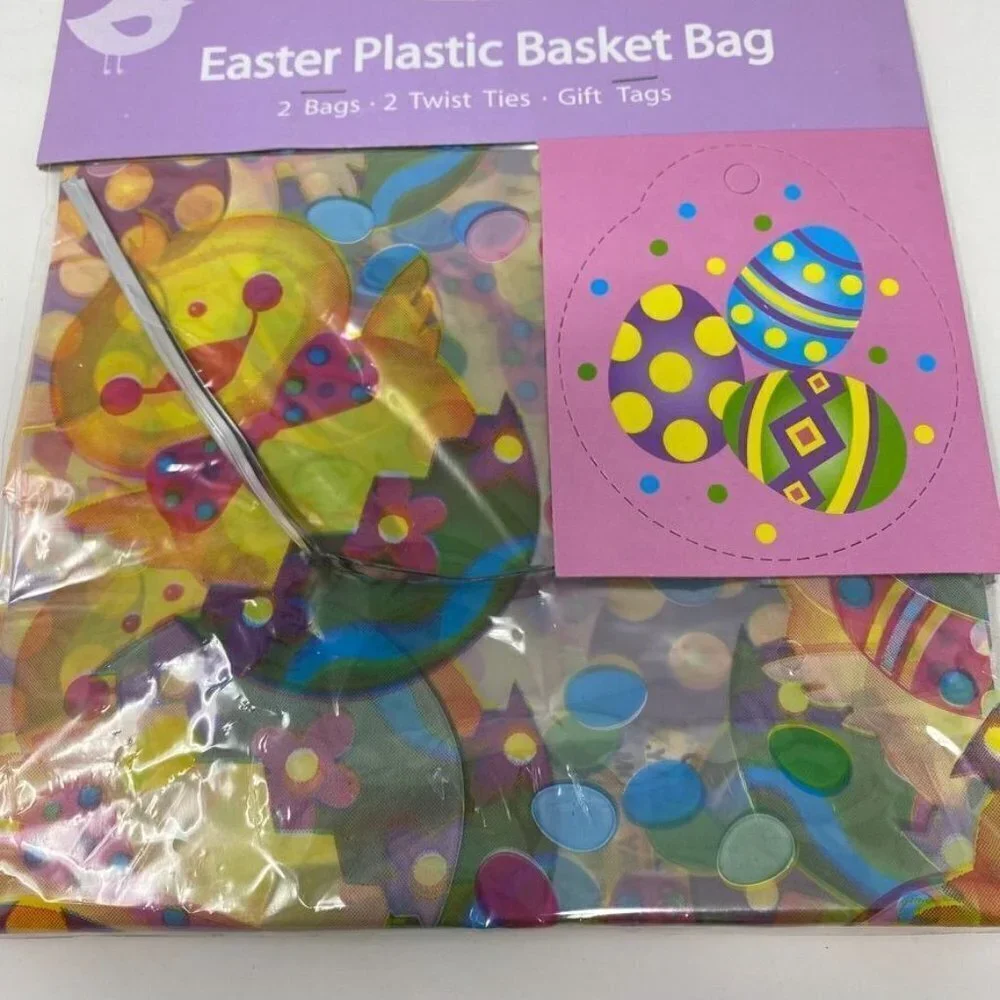Vintage CVS Easter Basket Plastic Wrap Bags Gift Tags Presents